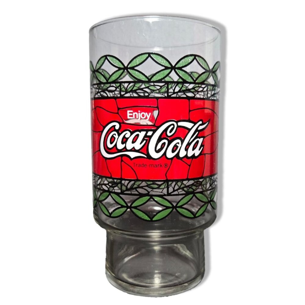 Coca Cola Vintage Stained Glass Large Soda Glass